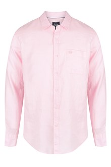 Long Sleeve Linen Shirt in Pink
